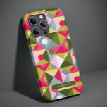 Colorful Trendy Modern Girly Pattern Custom Name Case-Mate iPhone 14 Hoesje<br><div class="desc">Colorful Trendy Modern Girly Pattern Personalized Name Smartphone iPhone Case features a colorful geometric pattern in shades of pink,  green and blue with your personalized name in modern elegant script typography. Perfect for birthday,  Christmas,  Mother's Day,  sister,  best friend and more. Designed by © Evco Studio www.zazzle.com/store/evcostudio</div>