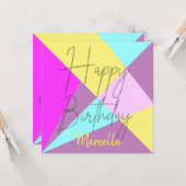 Colorful Trendy Stylish Chic Happy Birthday Script Kaart (Voorkant / Achterkant in situ)