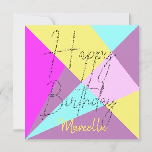 Colorful Trendy Stylish Chic Happy Birthday Script Kaart (Voorkant)