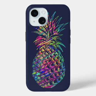 Colorful Trendy Tropical Pineapple Art iPhone 15 Case