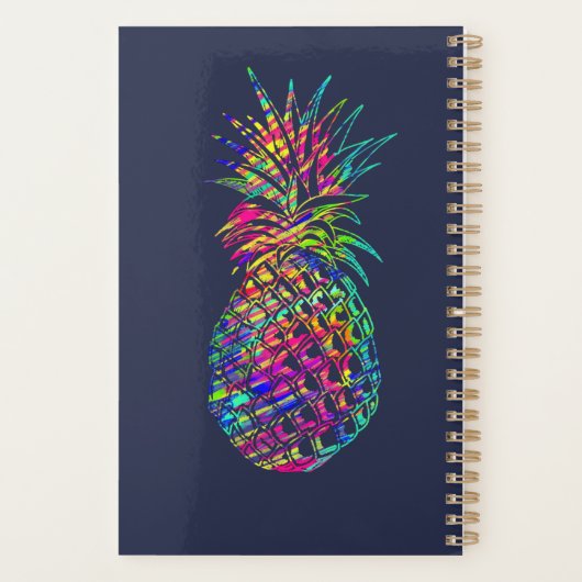 Colorful Trendy Tropical Pineapple Personalized Planner (Achterkant)