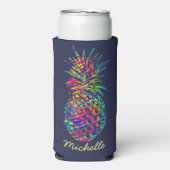 Colorful Trendy Tropical Pineapple Personalized Seltzer Blikjeskoeler (Seltzer Voorkant)