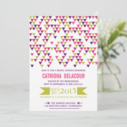 Colorful Triangle Pattern Bridal Shower Uitnodigin Kaart (Staand voorkant)