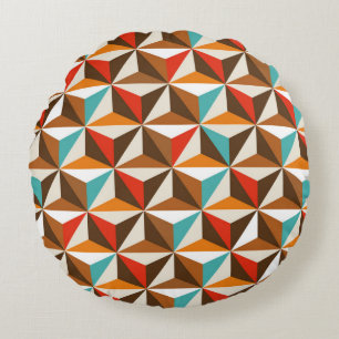Colorful triangle tiles seamless vintage pattern. rond kussen