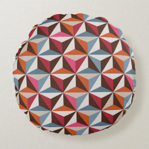 Colorful triangle tiles seamless vintage pattern. rond kussen