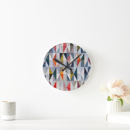 Colorful Triangles Geometric pattern Ronde Klok (Huis)