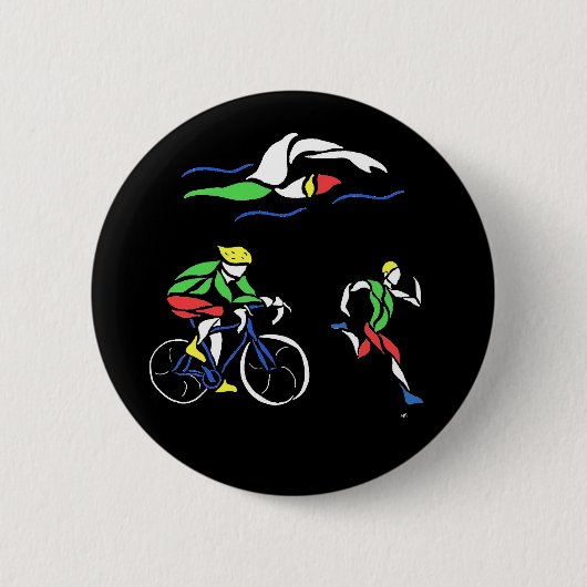 Colorful Triathlon Design Pinback Button (Voorkant)