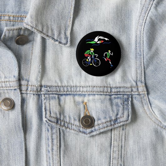 Colorful Triathlon Design Pinback Button (In situ)