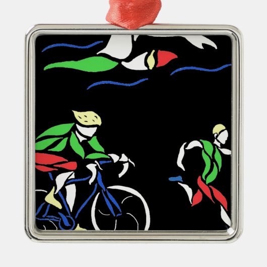 Colorful Triathlon-ontwerp Metalen Ornament (Voorkant)