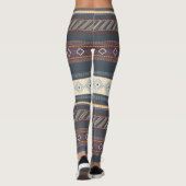 Colorful Tribal Aztec Art Blue Paars Dark Cute Leggings (Achterkant)
