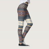 Colorful Tribal Aztec Art Blue Paars Dark Cute Leggings (Rechts)