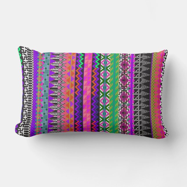 Colorful Tribal Aztec Pattern roze Kussen (Voorkant)