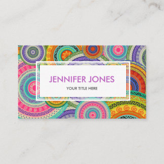 Colorful Tribal Boho Ethnic Circular Patroon Visitekaartje