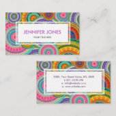 Colorful Tribal Boho Ethnic Circular Patroon Visitekaartje (Voorkant / Achterkant)