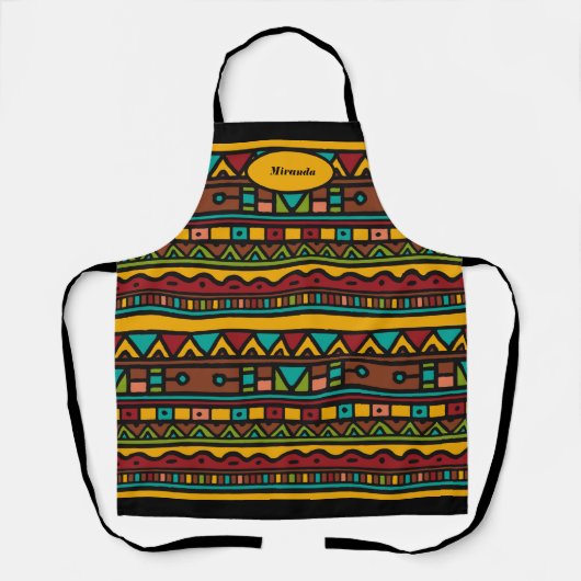 Colorful Tribal Doodles Pattern Persoonlijk Schort (Voorkant)