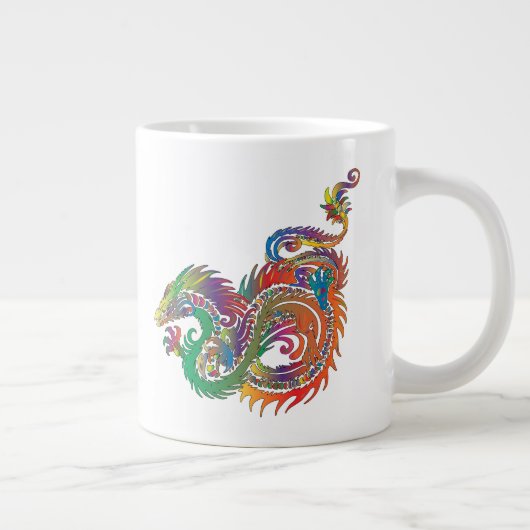 Colorful Tribal Dragon Grote Koffiekop (Rechts)