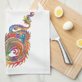 Colorful Tribal Dragon Theedoek (Quarter Fold)
