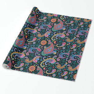 Colorful Tribal Floral Paisley Pattern Cadeaupapier