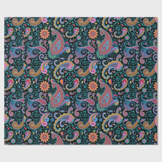 Colorful Tribal Floral Paisley Pattern Cadeaupapier (Vlak)