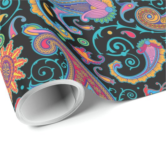 Colorful Tribal Floral Paisley Pattern Cadeaupapier (Rol Hoek)