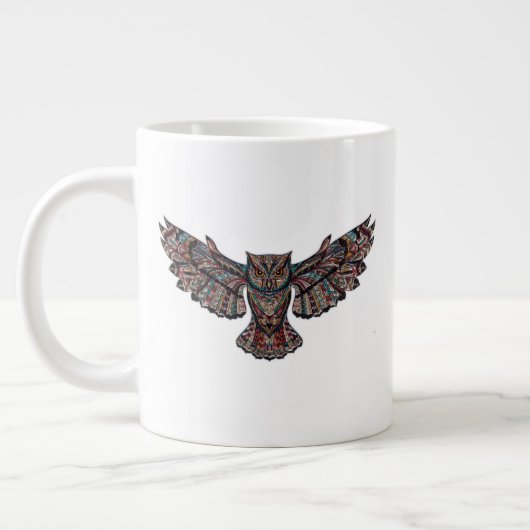 Colorful Tribal Flying Owl Grote Koffiekop (Links)