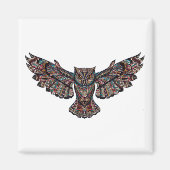 Colorful Tribal Flying Owl Magneet (Voorkant)