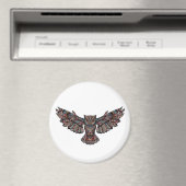 Colorful Tribal Flying Owl Magneet (Insitu (Vaatwasser))