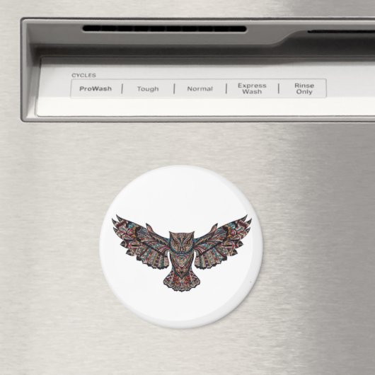 Colorful Tribal Flying Owl Magneet (Insitu (Vaatwasser))