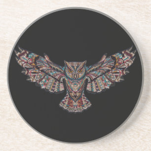 Colorful Tribal Flying Owl Zandsteen Onderzetter