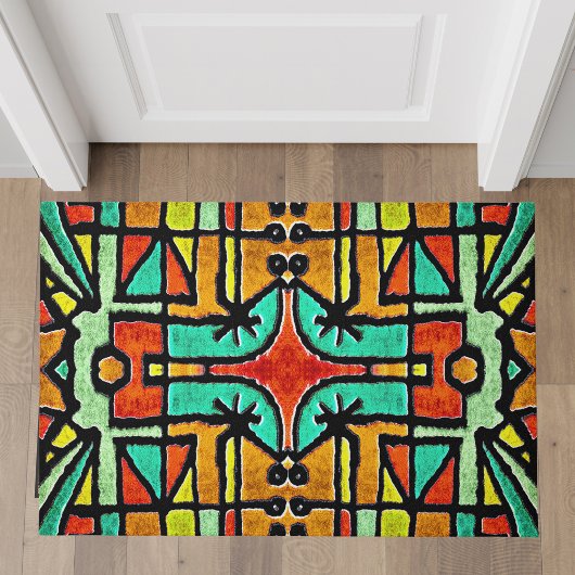 Colorful Tribal Geometric Patroon Deurmat