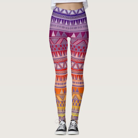Colorful Tribal Print Leggings (Voorkant)