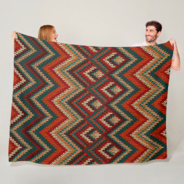 Colorful Tribal Thunderbird Woven Chevron Pattern Fleece Deken