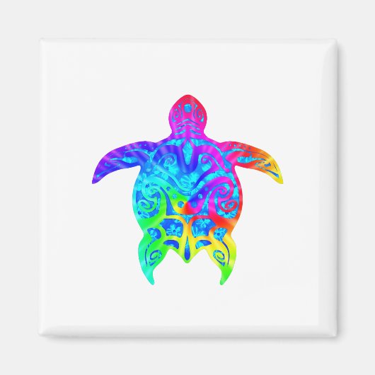 Colorful Tribal Turtle Magneet (Voorkant)