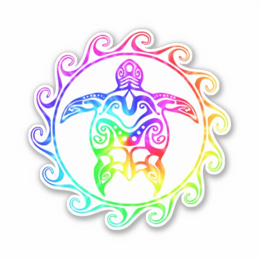 Colorful Tribal Turtle Sticker (Voorkant)