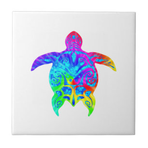 Colorful Tribal Turtle Tegeltje