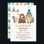 Colorful Tribal Woodland Friends Birthday Party Kaart<br><div class="desc">Kleurrijke stamhout-vrienden kinderen van de Birthday Party. Wat een avontuur! Geniet van deze aanpasbare uitnodiging van kinderen voor verjaardagsfeestjes. Het bevat schattige en kleurrijke vrienden van bosbouwhuisdieren met tribale accenten. Deze uitnodiging voor het verjaardagscadeau van bossen is volledig aanpasbaar. Andere kleuren en diercombinaties zijn beschikbaar.</div>