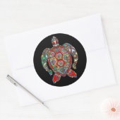 Colorful Tribal Zee Turtle Ronde Sticker (Envelop)