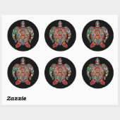 Colorful Tribal Zee Turtle Ronde Sticker (Vel)