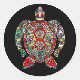 Colorful Tribal Zee Turtle Ronde Sticker