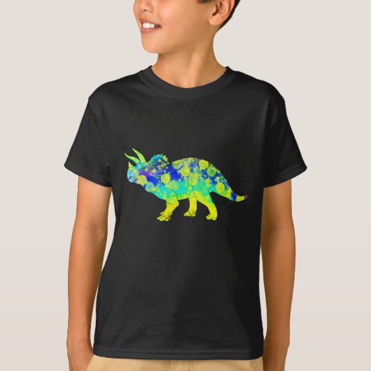 Colorful Triceratops Psychedelic Dinosaur Art T-shirt (Voorkant)
