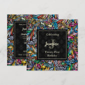 Colorful Tropic Floral Birthday Invitation Kaart (Voorkant / Achterkant)