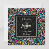Colorful Tropic Floral Birthday Invitation Kaart (Voorkant)