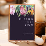 Colorful Tropical | Aangepaste Paarse kaarten en c Poster<br><div class="desc">Deze kleurrijke tropische | paarse kaarten en cadeaus aangepast poster is perfect voor je moderne boho-bestemming, groen, paars, perzikbruiloft. Het ontwerp is voorzien van een elegante bouquet van klassieke waterverf groen en bloemen, met inbegrip van het sage groene eucalyptus, blauwe en rode protea, wazige roze hibiscus, oranje en blauwe paradijsvogel...</div>