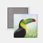 Colorful Tropical Bird Black Yellow Green Toucan Magneet (Voorkant / Achterkant)
