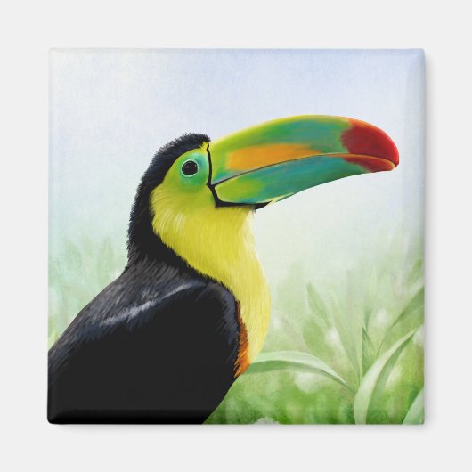 Colorful Tropical Bird Black Yellow Green Toucan Magneet (Voorkant)