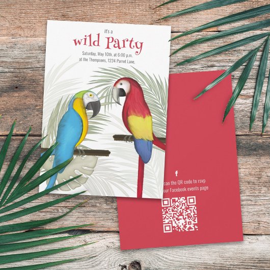 Colorful Tropical Birds QR Code Social Media Kaart