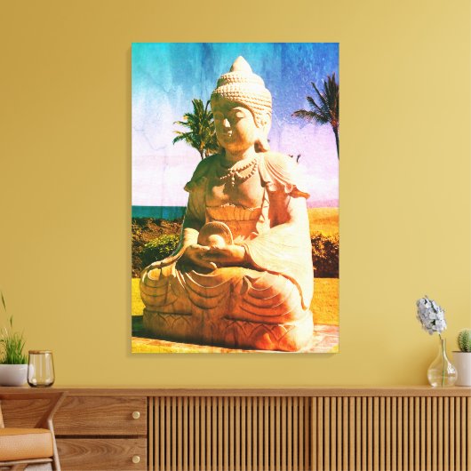 Colorful Tropical Buddha Stretched Canvas Print (Insitu (Woonkamer))