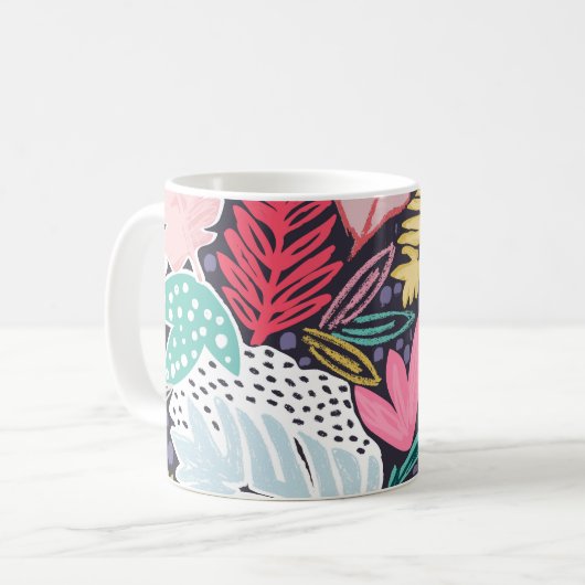 Colorful Tropical Collage Navy Mok (Voorkant links)