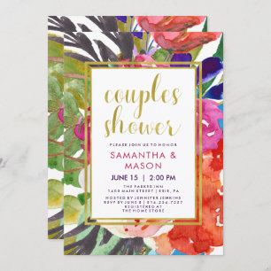 Colorful Tropical Couples Wedding Shower Kaart