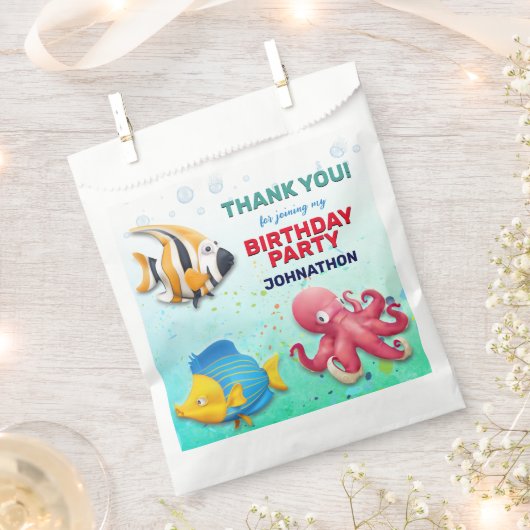 Colorful Tropical Fish Kids Birthday Party Bedankzakje (Geknipt)